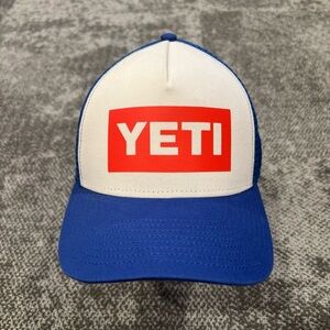 Yeti Jumbo Logo Trucker Mesh Blue White OSFA Snapback Hat